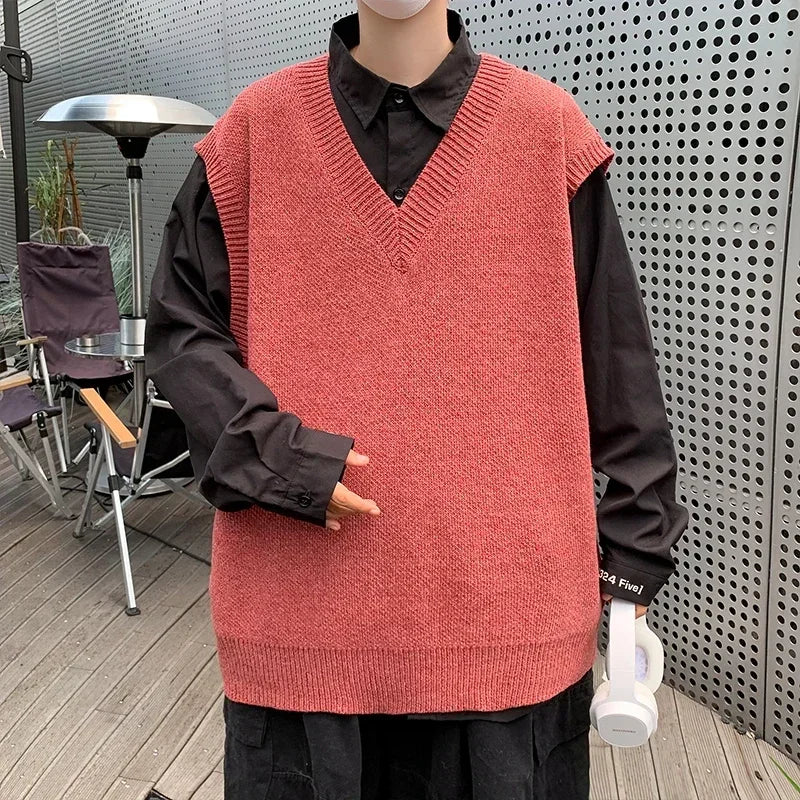 Men's Casual Sweater Vest Warm and Comfortable Vest in Autumn and Winter Sleeveless O-neck Basic Pullover Sweater