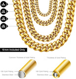 6-14mm Wide Stainless Steel Cuban Miami Chains Necklaces Mens Necklace Chain 316L Stainless Steel Hip Hop Necklace Gold Color