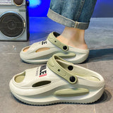 Mens Sandals Summer 2025 New Sports Wearable Durable Beach Clog Shoes Breathable Slip-On Casual Footwear Synthetic Leather