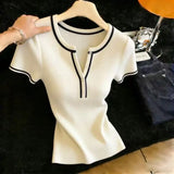 Sweaters O-Neck Knitted Sweater Women Pullovers New Summer Short Sleeve Knit Sweater Pullover Women Tops Sueters De Mujer Q3890