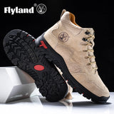 FLYLAND Men's Ankle Boots Casual Leather Shoes Fashion Vintage Hand Stitching Soft Business Handmade Shoes
