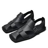 Retro Men's Summer Fashion Hollow Breathable Sandals Comfortable Anti-Slip Wear-Resistant Handmade Roman Style Slippers
