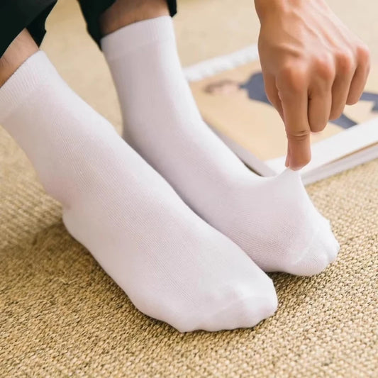 10-40Pairs Woman Men'S Classic Formal Mid-Calf Socks 100% Breathable Cotton Solid Black White Perfect For Business Casual Wear