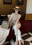 Summer Female Hollow Out O Neck Vest New Women Single Breasted Leisure Vests Fashion Thin Sleeveless Jacket Solid Color Tank Top