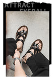 Fashion New Men Gladiators Black Buckle Strap Patent Leather Casual Shoes Summer Rome Breathable Beach Sandals Outdoor Slippers
