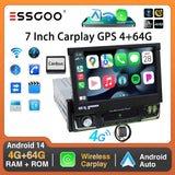 7Inch Single DIN 64G Flip Out Car Stereo Radio Carplay Android Auto Radio Bluetooth Touch Screen MP5 Player Head Unit GPS
