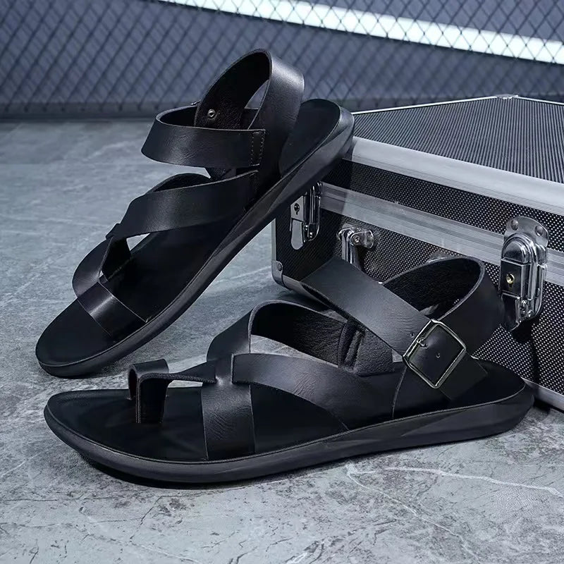 Summer Men Rome Genuine Leather Roman Sandals Gladiator 2024 Sandalias Romanas Hombre Flat Sandles Dropshipping