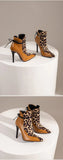 Large Size 34-48 Suede Leather Patchwork Women's Leather Boots Sexy Leopard Print Lace Fashionable Personalized Women's Boots
