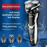 Men's 3 In 1 Electric Shaver Portable Travel Grooming Tool 1 Unit Birthday Gift Whole Body Washable 3D Floating Head Multi-function Beard Nose Hair Trimme Rechargeable Floating Blade Beard Nose Hair Trimmer Father's Day