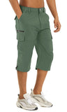 Men's Cargo Work Shorts Quick Dry 3/4 Length Capri Pants Multi-pockets Knee Length Trousers Summer Board Beach Shorts