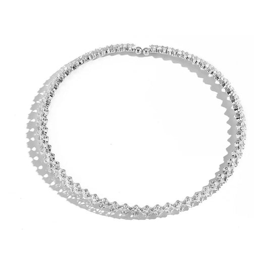 18K Gold Plated Brass Cubic Zirconia Necklace Ice Crystal Transparent Luxury Elegant Fashion Jewelry Gift For Women