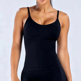 NCLAGEN Women's Pilates Tank Top Gym Clothes Yoga vest with built in bra Thin Strap Seamless Fitness Sportswear Workout Tops