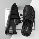 Summer New Men's Sandals High Quality Leather Roman Shoes Men Casual Beach Shoes Luxury Hollow Out Sandalias Male Big Size 38-48