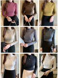 2026 New Autumn Winter Knitted Ribbed Jumper Tops Women Turtleneck Pullovers Sweaters Long Sleeve Korean Slim-fit Female Sweater