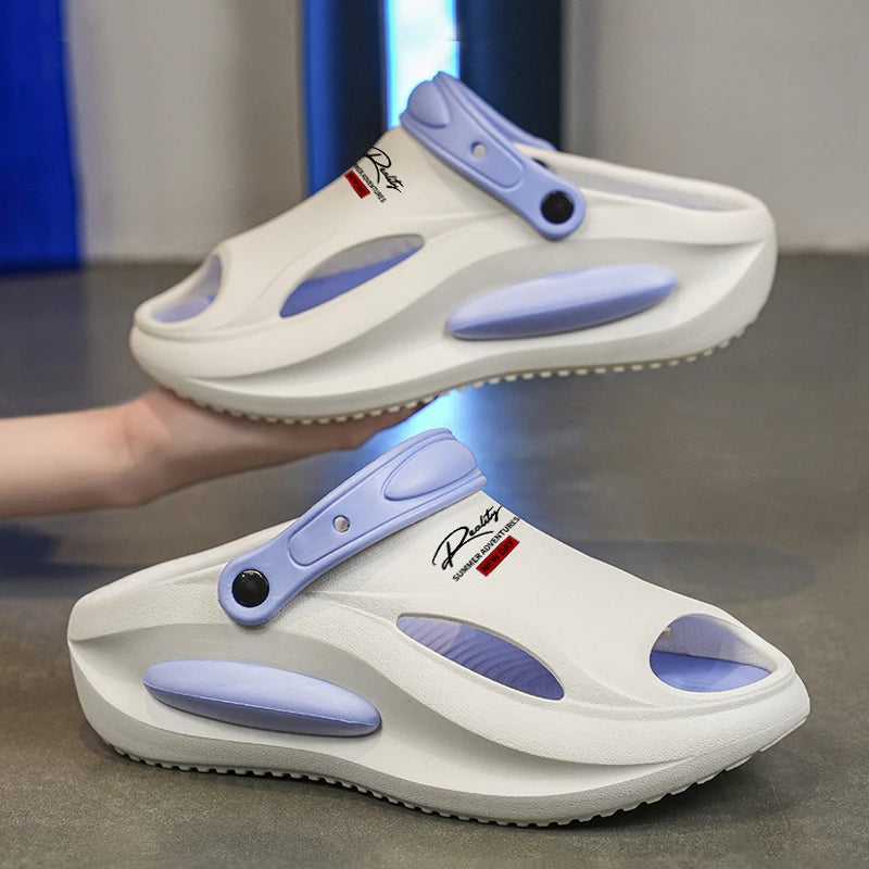 Mens Sandals Summer 2025 New Sports Wearable Durable Beach Clog Shoes Breathable Slip-On Casual Footwear Synthetic Leather