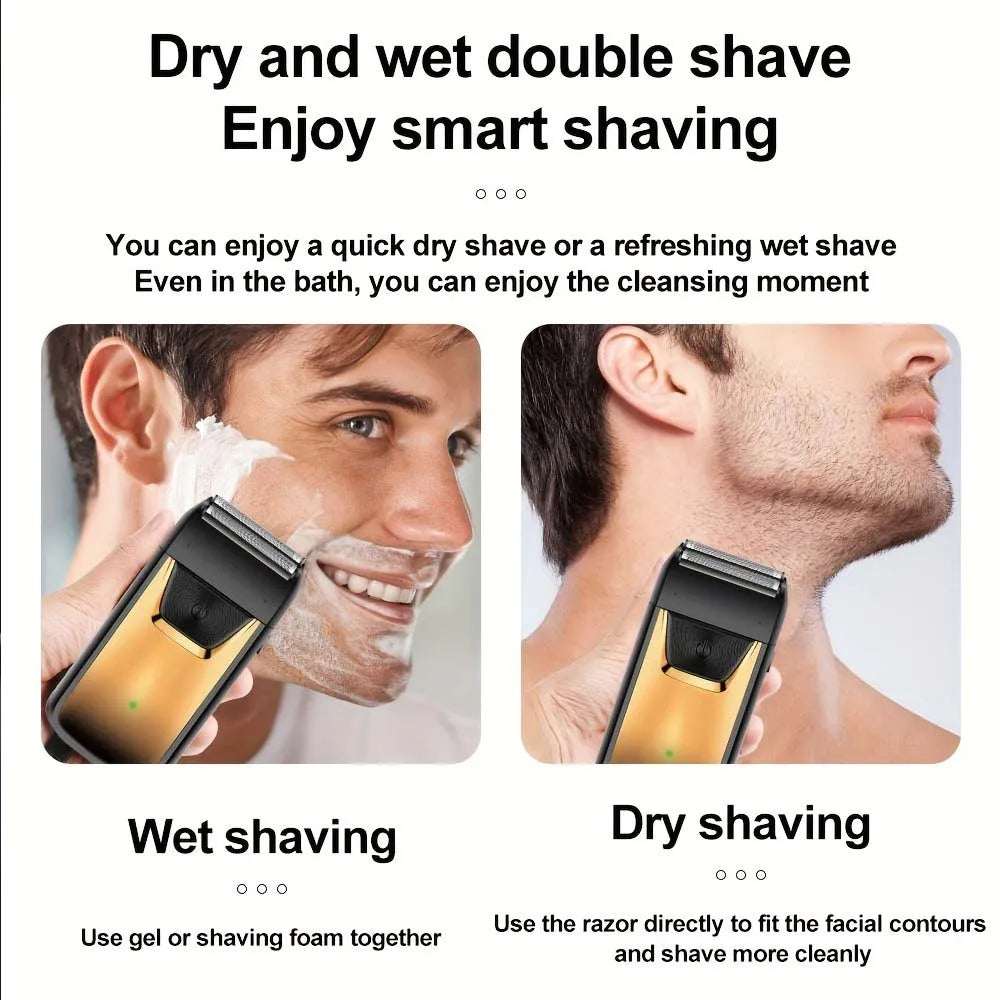 Professional Foil Electric Shaver for Men – Rechargeable, Waterproof, LED Display, Beard Trimmer, USB Charging, Portable Grooming Tool