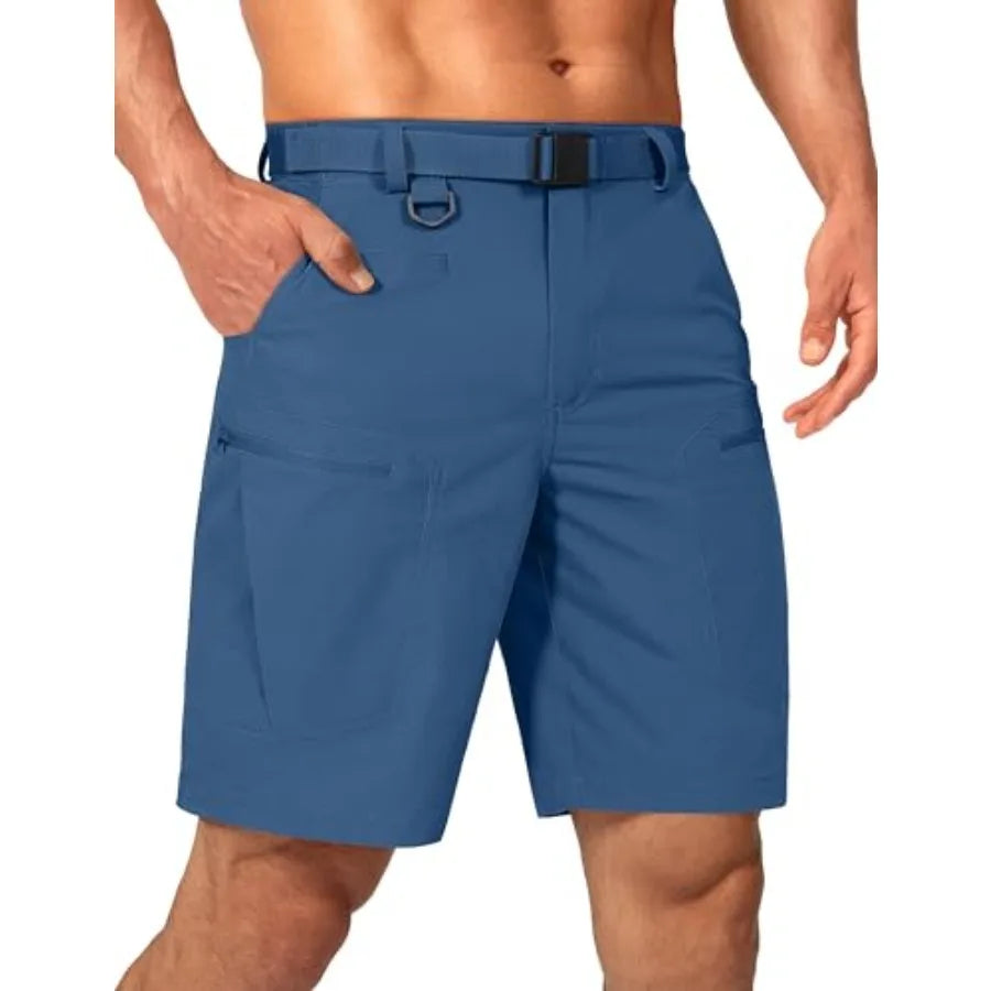 Mens Cargo Hiking Shorts Water Resistant Quick Dry Lightweight Breathable Tactical Shorts with Nylon Belt