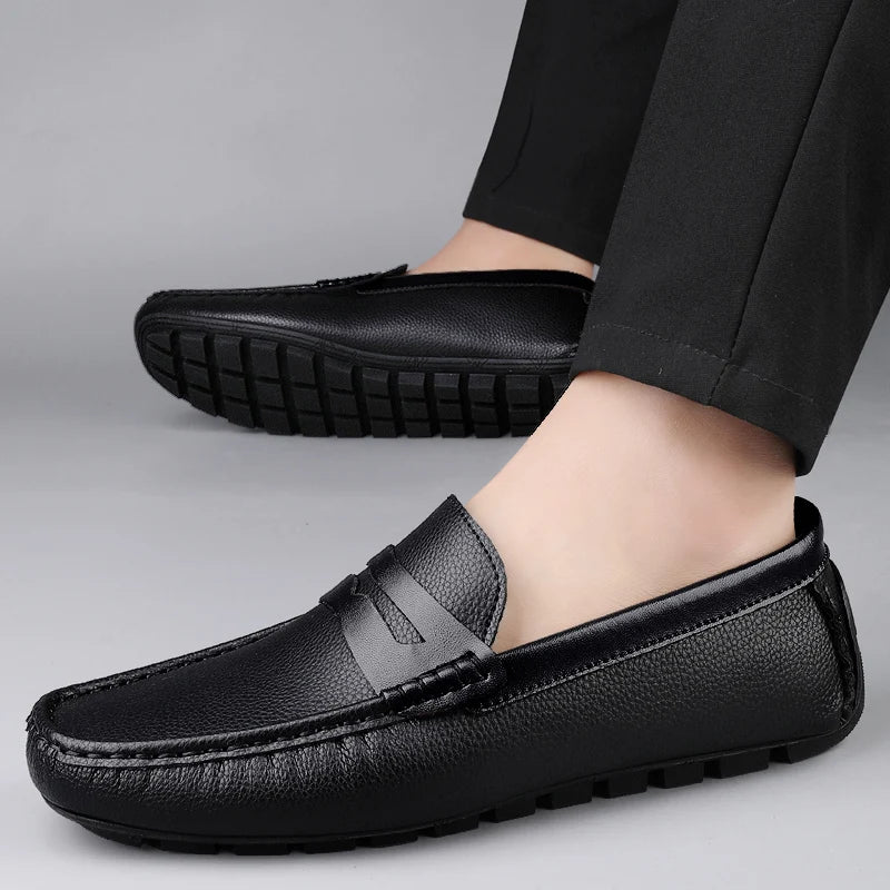 Luxury Brand Soft Sole Loafers Man Casual Shoe Flats Leather Shoes for Men Moccasin Business Dress Formal Soft Sole Low Shoes