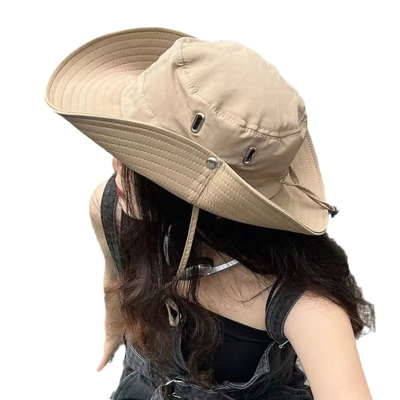 Women's Hiking Bucket Hat, Outdoor Wide brim Fishing Hat, Trekking Sun Hat, Western Big Head Circumference Cowboy Hat for Men
