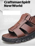 Men's New Beach Shoes Cowhide Slippers Outdoor  Non-slip Thick-soled Leather Sandals for Me