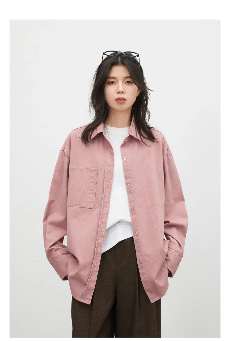 CHIC VEN Fashion Women Shirt Loose Casual Pink Long Sleeve Vintage Cotton Female Blouses Spring Summer 2026 Woman Jacket