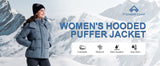Pioneer Camp Women's Quilted Puffer Jacket, Warm Winter Coat Insulated Full Zip Hooded Jacket Pockets Outerwear Casual