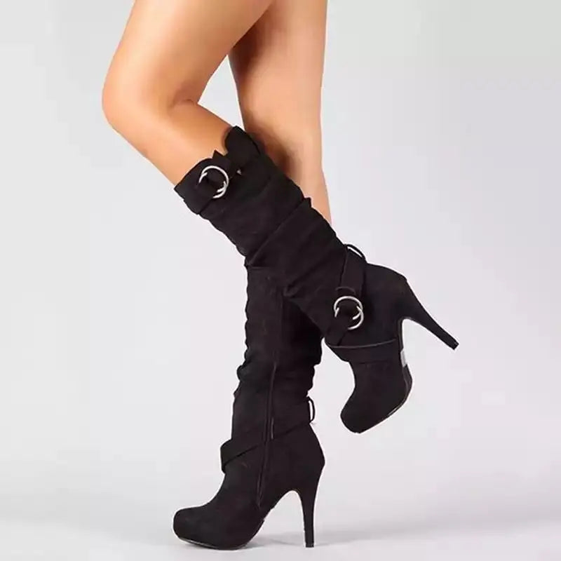 New Fashion Autumn Spring Winter Women Boots Retro Sexy The Knee Long Boots Thin High Heel Boots Platform Women Shoes Plus Size