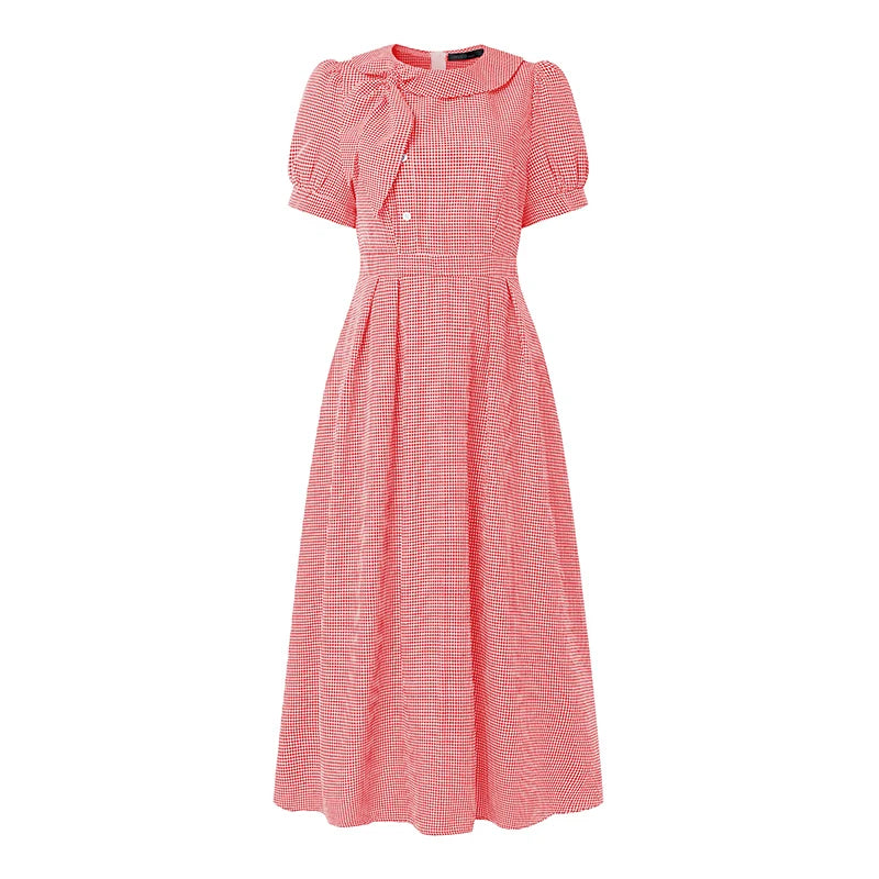 Women Summer Plaid Dress ZANZEA Elegant O Neck Short Sleeve Work Midi Sundress Woman Stylish A Line Holiday Robe Loose Dresses