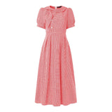 Women Summer Plaid Dress ZANZEA Elegant O Neck Short Sleeve Work Midi Sundress Woman Stylish A Line Holiday Robe Loose Dresses