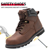 Steel Toe Safety Boots Men Anti-puncture Work Shoes Industrial Construction Protective Footwear ：High Top Steel Toe Safety Boots Men Ankle Support Anti-puncture Heavy Duty Work Shoes