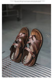 Fashion New Men Gladiators Black Buckle Strap Patent Leather Casual Shoes Summer Rome Breathable Beach Sandals Outdoor Slippers