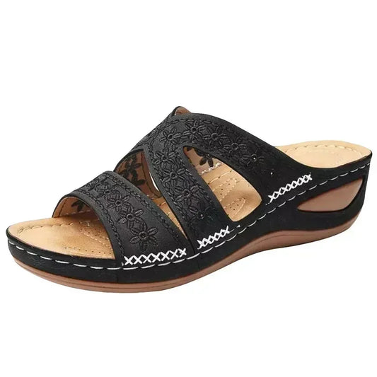 Summer 2025 women's sandals with exposed toes, retro anti slip leather casual women's fashionable versatile sandals