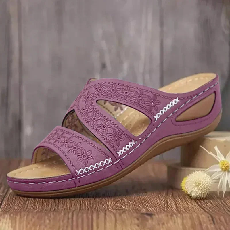 Summer 2025 women's sandals with exposed toes, retro anti slip leather casual women's fashionable versatile sandals