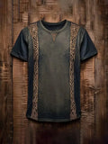 New Retro-style Outdoor Street Men's Loose Short-sleeved Casual Shirt With Tribal Ethnic Symbol Print Men's Fashionable T-shirt