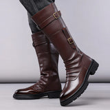 Men's Autumn Winter Vintage Outdoor Long Boots British Style Work Boots High Top Men's Leather Boots-1307