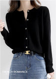 Women Knitted Cardigans Autumn Winter 2025 Round Neck Casual Long Sleeve Tops Solid Basic Soft Sweaters Female