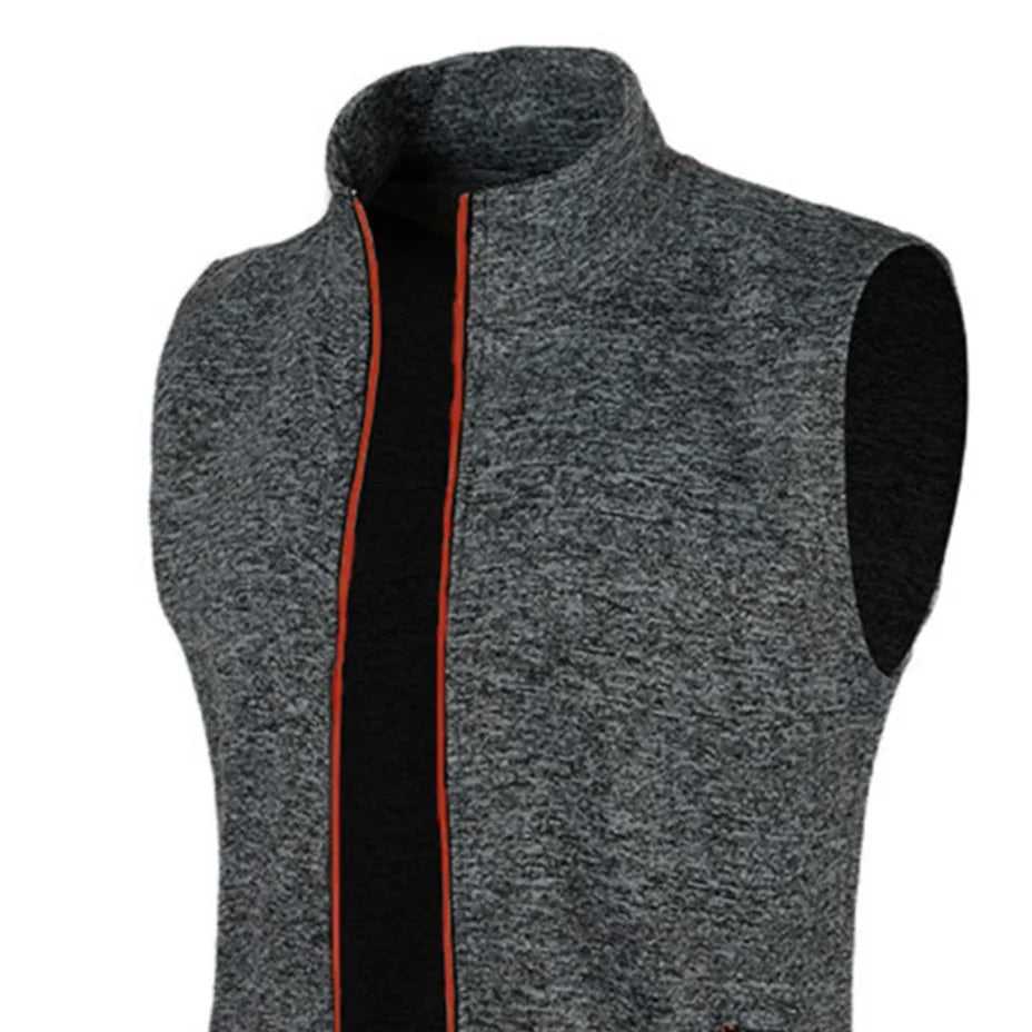 Autumn winter men's knit velvety fashion zipper top vest