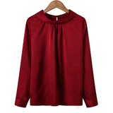 Women blusas long sleeved Slim plus size silk satin shirts office ladies work female Chiffon blouse Elegant blusa feminina