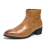 Western Boots for Men Cowboy Black Zipper Brown Ankle Boots Business Handmade Size 38-46 Mens Boots 2025 new