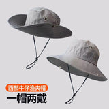 Women's Hiking Bucket Hat, Outdoor Wide brim Fishing Hat, Trekking Sun Hat, Western Big Head Circumference Cowboy Hat for Men