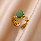 Luxury Jewelry Set Opal Stone Rings for Women Gold Color Stainless Steel Ring Minimalist Aesthetic Jewelry 2026 Freeshipping