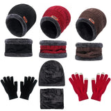 Winter Hat for Men Women Beanie Hats Scarf Glove Earmuff Set Thick Warm Slouchy Beanies Hat for Boy Girl Cap