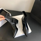Pointed Toe Women Slim Ankle Boots Fashion Square Low Heel Ladies Elegant Back Zippers Short Booties Women's Footwear