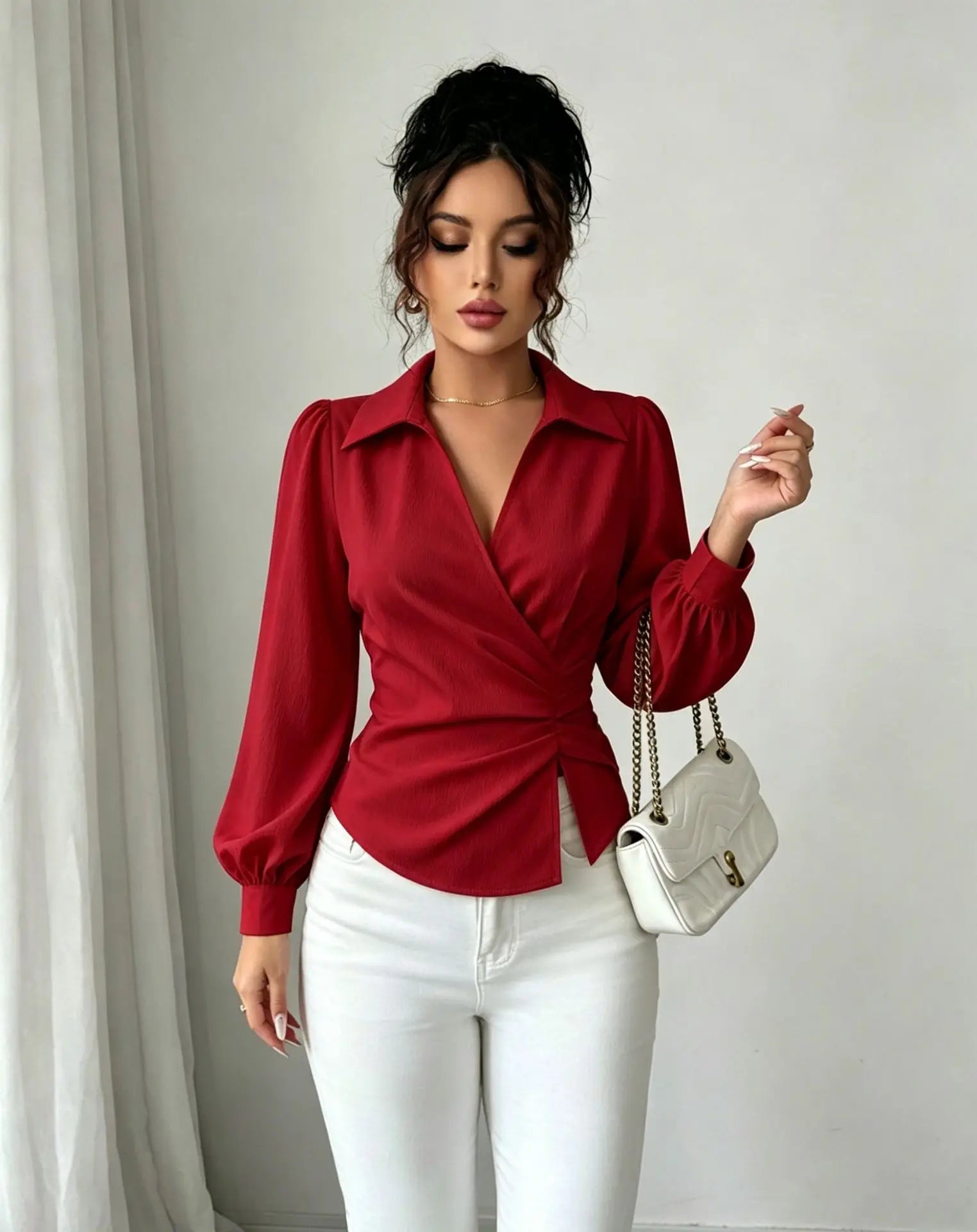 Fashion women Blouses and Shirts White Long Sleeve Blouse 2026 New Spring Autumn Basic Tops Chic Women's Shirt for Women office