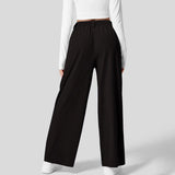 Women Fashion Wide Leg Pants Solid Elastic Pants Work Business Suit Straight Trousers Casual High Waisted Dress Palazzo Pants