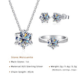 JoyceJelly Moissanite Jewelry Set With 1CT D Color VVS 3EX moissanite stone pass diamond test Wedding Luxury Fine Jewelry gift
