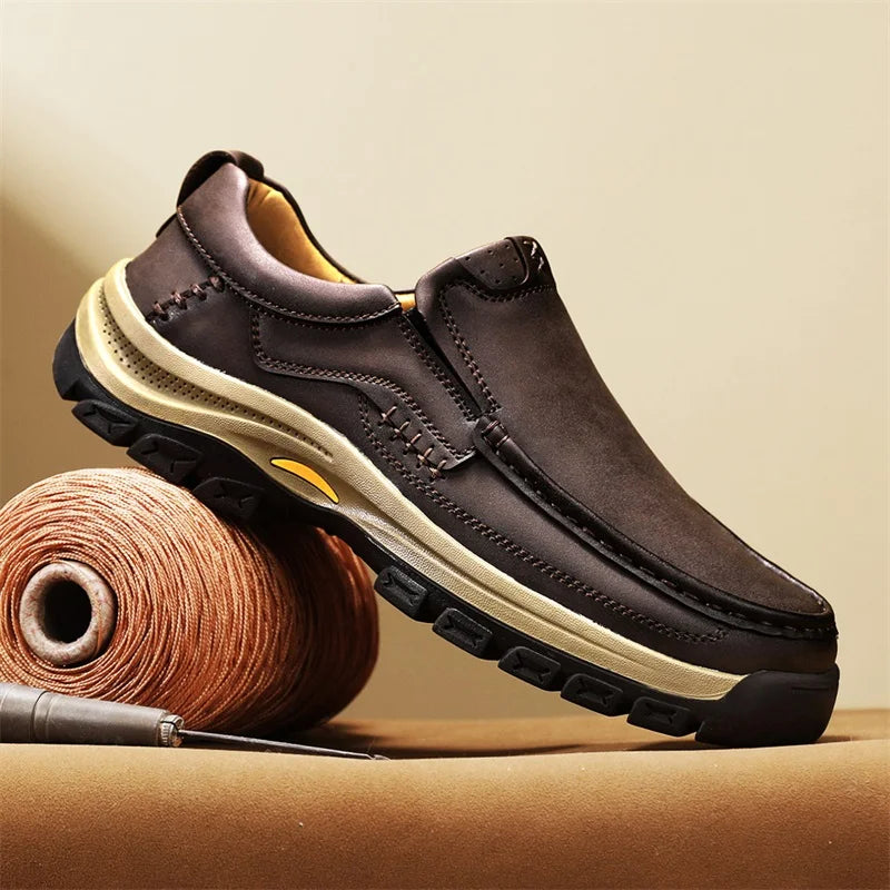 Stylish Men's Leather Loafers Men Thick Bottom Business Shoe Classic Leather Man Casual Shoes Senior Brand Male Walking Footwear