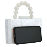 Women’s Luxury Acrylic Evening Bag Pearl Handle Crossbody Purse with Removable Chain Elegant Clutch for Cocktail & Formal Events Clear Acrylic Handbag with Pearl Handle & Chain