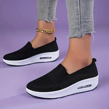 Women Slip On Air Cushion Walking Shoes Breathable Mesh Upper Platform Sneakers Non Slip Soft Sole Casual Loafers Ladies Lightweight Comfort Footwear for Daily Work Travel Outdoor Walking Nursing Shopping White Black Gray Pin
