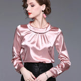 Women blusas long sleeved Slim plus size silk satin shirts office ladies work female Chiffon blouse Elegant blusa feminina